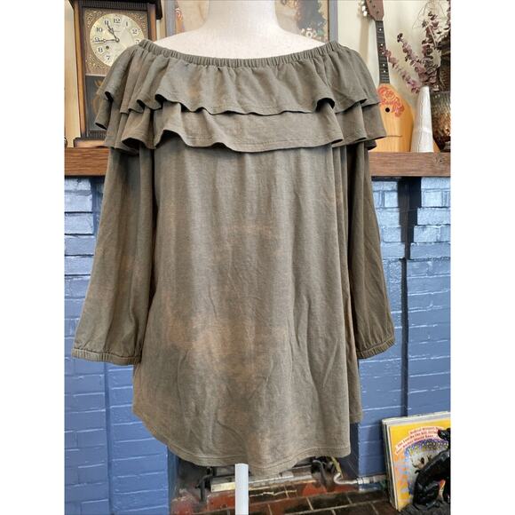 J Jill M Stripe Forward Seam Long Sleeve T-shirt Peasant Ruffle Lot of 2 Tops - Picture 5 of 14